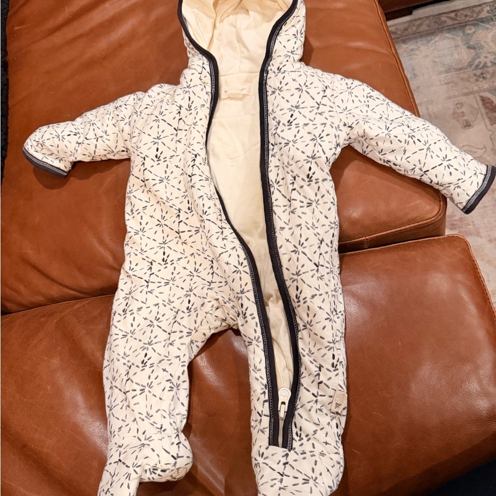 Burt's Bees Baby Cream and Black Star thermal coat onesie